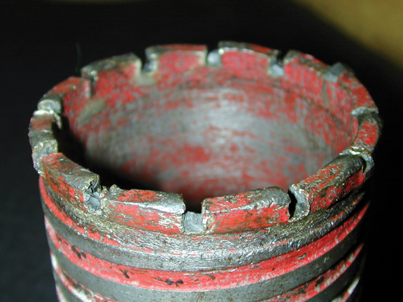 percussion core drill bit repair, drill bit sharpening, chisel sharpening - Before